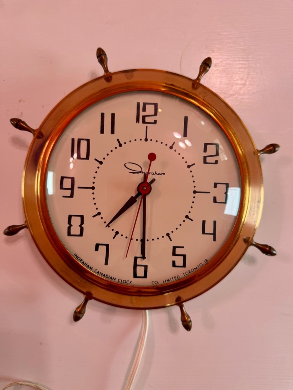 Vintage Ingraham ship’s wheel electric clock